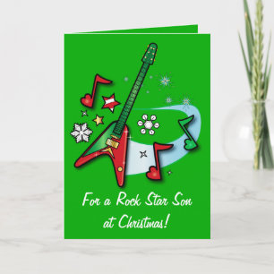 Happy Holidays Son with Guitar Holiday Card