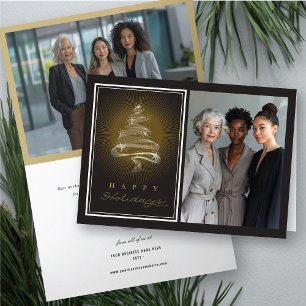 Happy Holidays Sparkling Christmas Tree Business Holiday Card