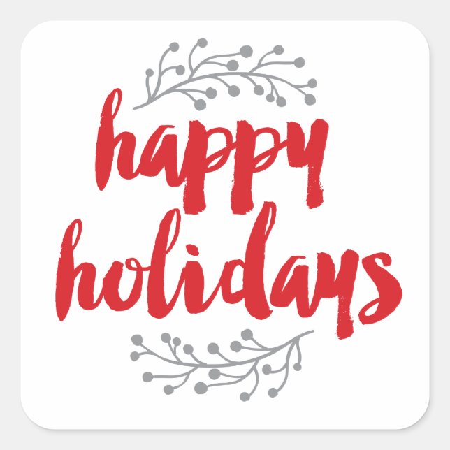 Happy Holidays Square Sticker (Front)