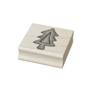 Happy Holidays Stained Glass Christmas Tree Cookie Rubber Stamp