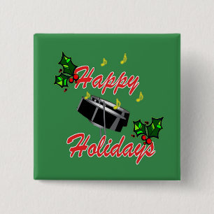 Happy Holidays Steel Pan Button