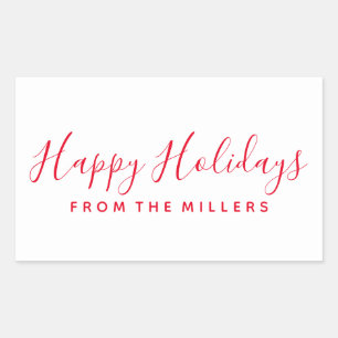 Happy Holidays Sticker Script Red Personalised