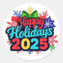 happy holidays stickers 2025
