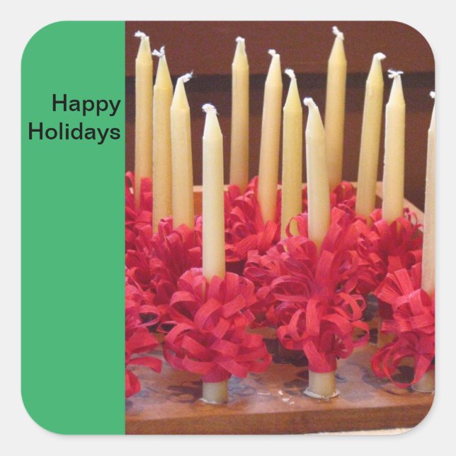 Happy Holidays stickers with Moravian candles (Front)