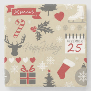 Happy Holidays Stone Coaster
