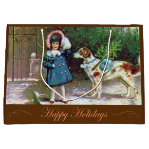 Happy Holidays Stylish Vintage Gift Bag