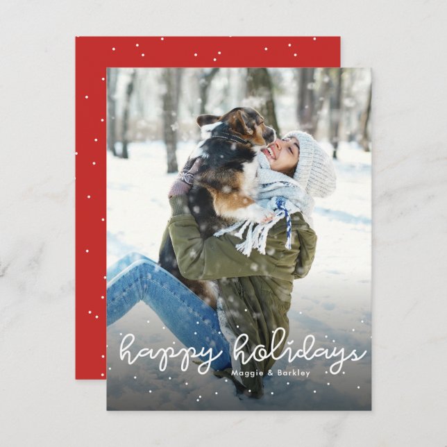 Happy holidays sweet simple Christmas photo Holiday Card (Front/Back)
