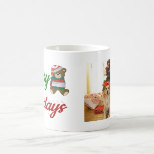 Happy Holidays Teddy Bear Christmas photo script Coffee Mug
