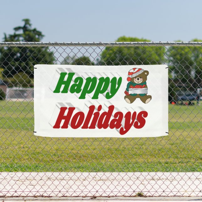 Happy Holidays Teddy Bear Christmas typography Banner (Insitu)