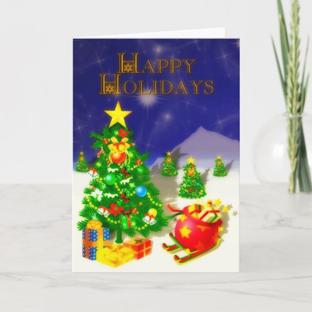 Happy Holidays Three Holiday Card (Front)