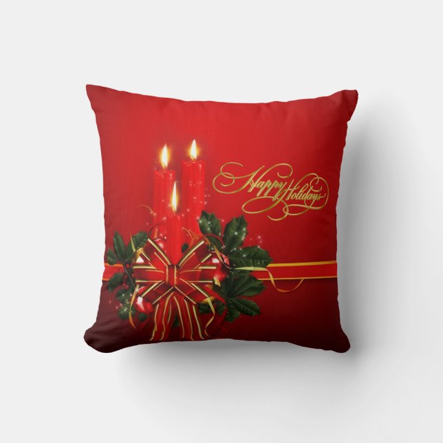 Happy Holidays Throw Pillow (Front)
