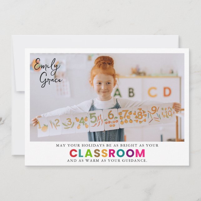 Happy Holidays to The Best Teacher Ever!  Holiday Card (Front)