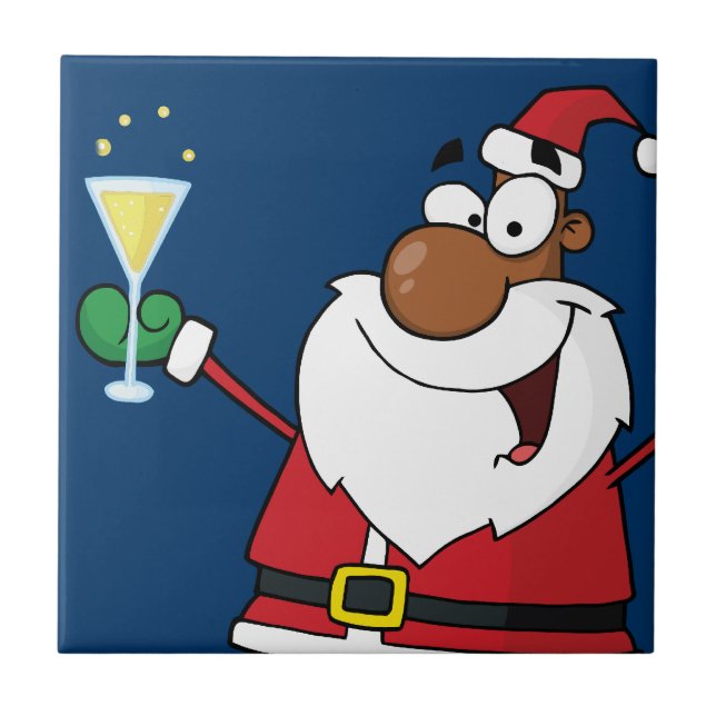 Happy Holidays Toast from Black Santa Ceramic Tile (Front)