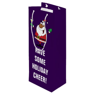 Happy Holidays Toast from Black Santa Wine Gift Bag