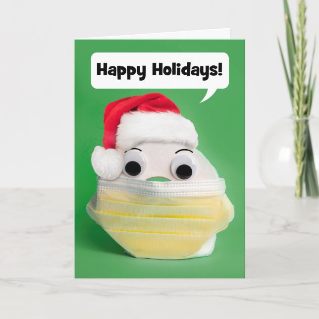 Happy Holidays Toilet Paper in Covid Face Mask Holiday Card (Front)
