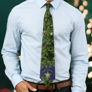Happy Holidays Traditional Christmas Tree Tie
