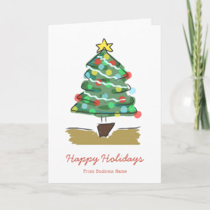 Happy Holidays Tree Corporate Business Christmas Holiday Card