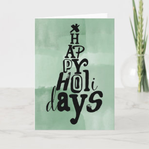 Happy Holidays Tree Watercolor Holiday Card
