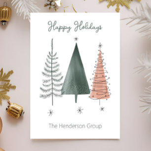 Happy Holidays Trees Business Company QR Code Postcard