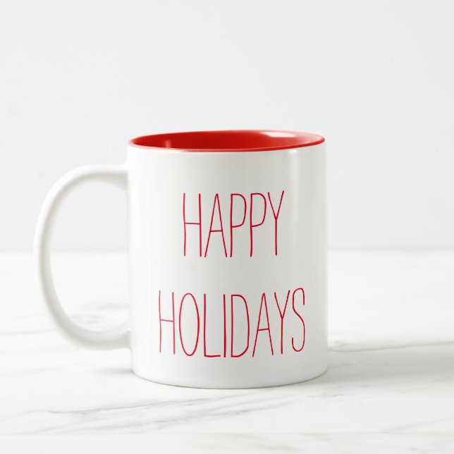 Happy Holidays Two-Tone Coffee Mug (Left)