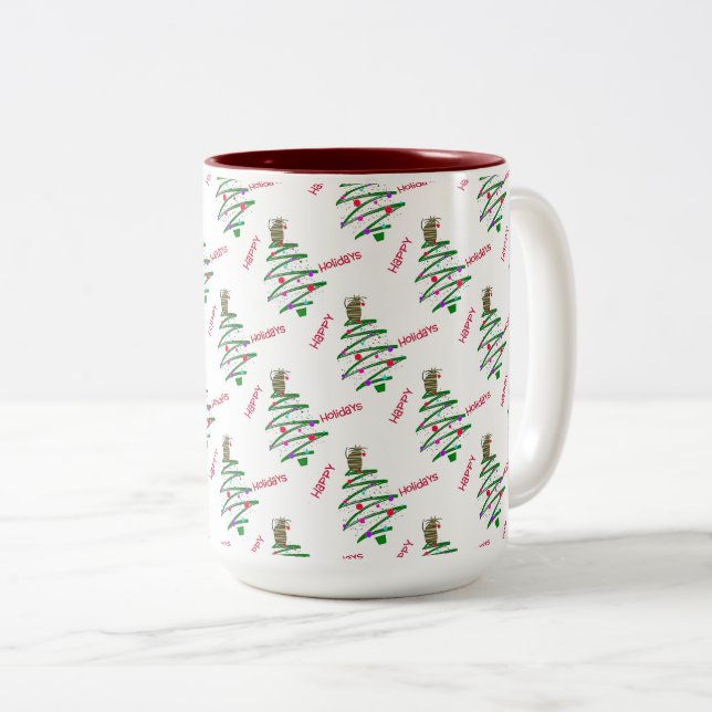 Happy Holidays Two-Tone Coffee Mug (Front Right)