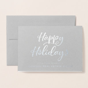 Happy Holidays Typography   Holiday Greetings Foil Card