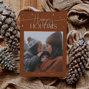 Happy Holidays Typography Terracotta Photo Holiday Card