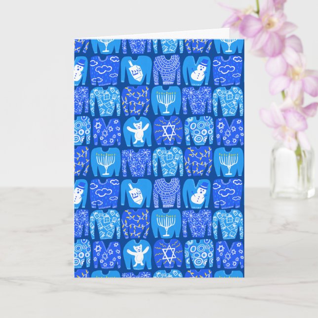 Happy Holidays Ugly Hannukah Sweater Card (Orchid)