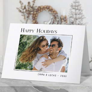 Happy Holidays Unique Modern Minimal Style Photo Holiday Card