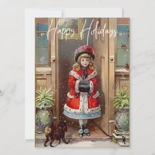 Happy Holidays Victorian Girl Greeting Card