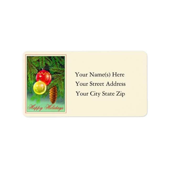 Happy Holidays Vintage Address Label (Front)