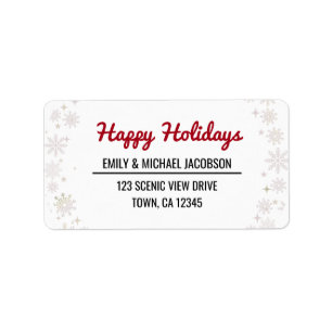 Happy Holidays Vintage Chic Typography Snowflakes Label