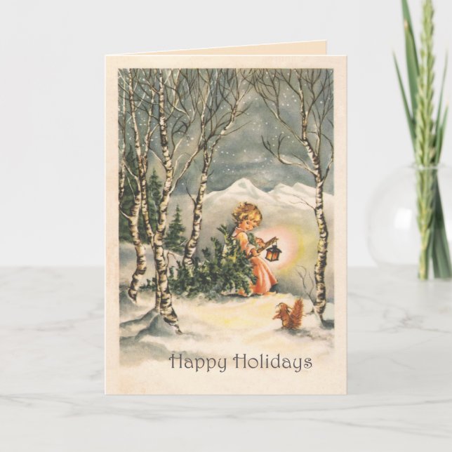 Happy Holidays Vintage Custom Greeting Card (Front)