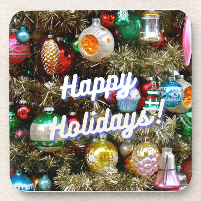 Happy Holidays! Vintage Hard Plastic Coaster (Front)