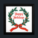 Happy Holidays Vintage Holly Christmas Wreath Gift Box<br><div class="desc">Looking to spruce up your holiday decor with some vintage charm? Look no further! Check out my vintage holly & Ivy wreath and pattern,  perfect for adding some festive flair to your home this holiday season. This wreath is sure to bring some old-world charm to your festivities.</div>