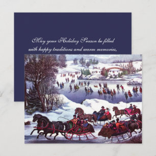 Happy Holidays. Vintage Winter Scene Card