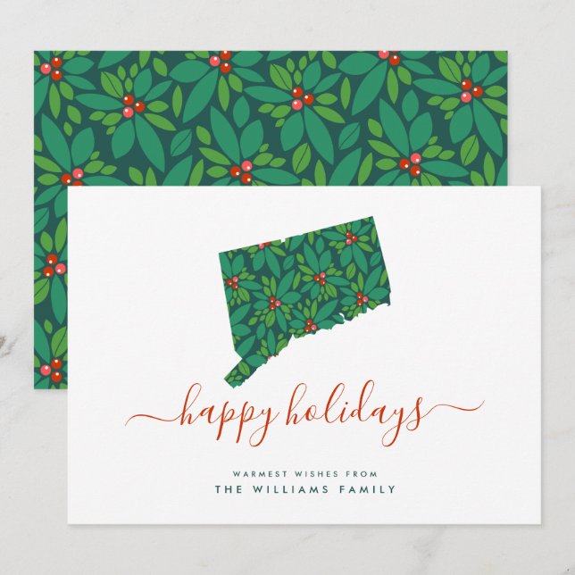 HAPPY HOLIDAYS Warm Wishes From Connecticut (Front/Back)