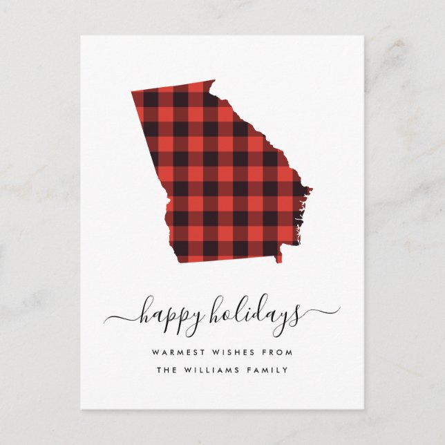Happy Holidays | Warm Wishes Georgia Postcard (Front)