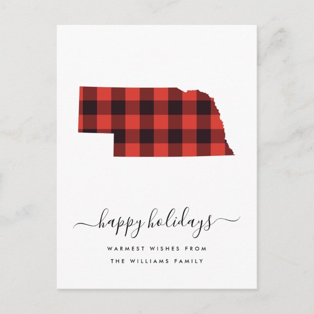 Happy Holidays | Warm Wishes Nebraska Postcard (Front)