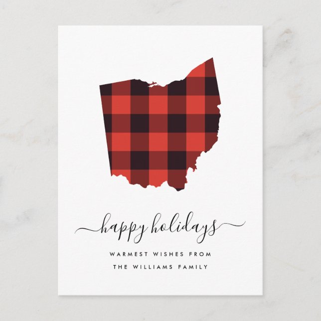 Happy Holidays | Warm Wishes Ohio Postcard (Front)