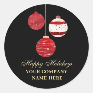 Happy Holidays Watercolor Business Classic Round Sticker