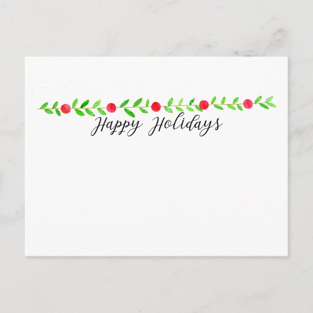 Happy Holidays, watercolor Christmas banner Postcard (Front)