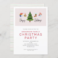 Happy Holidays Watercolor Cute Christmas Party