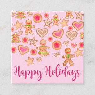 Happy Holidays watercolor gingerbread cookies Enclosure Card