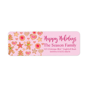 Happy Holidays watercolor gingerbread cookies Return Address Label