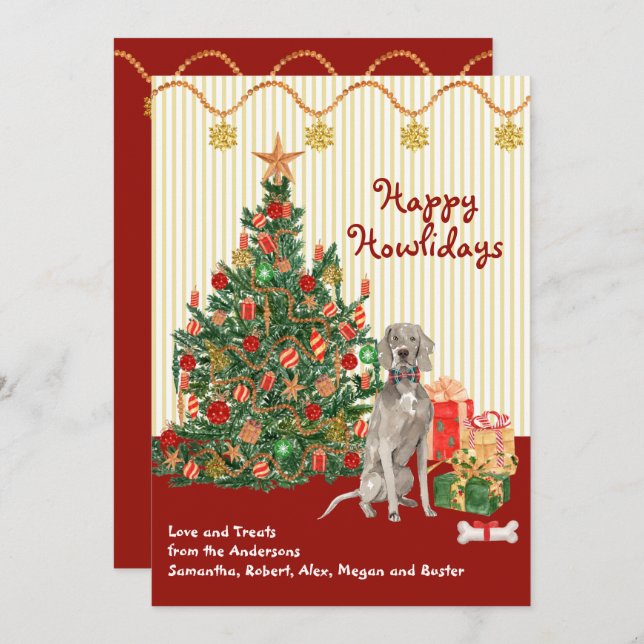 Happy Holidays Weimaraner Tree Presents  (Front/Back)