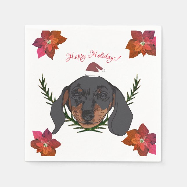 Happy Holidays Weiner Dog Napkin (Front)