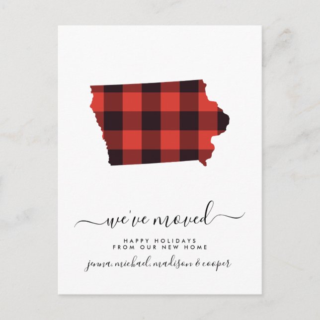 Happy Holidays | We've Moved | Iowa Postcard (Front)