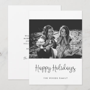 Happy Holidays Whimsical Script Photo Holiday Card