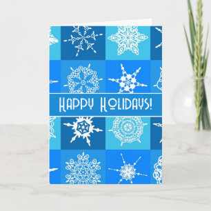 Happy Holidays White Snowflakes on Pretty Blue Holiday Card